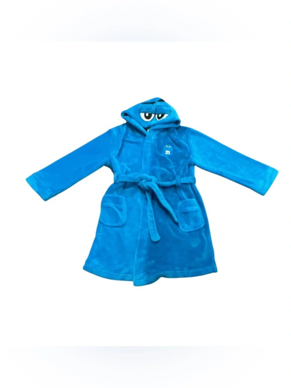 Authentic M&M's World Kids Hooded Character Bathrobe blue M & M sz 5/6